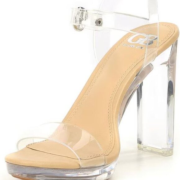 NWOT BG 2-Koool Lucite Heel Sandals - Picture 2 of 9